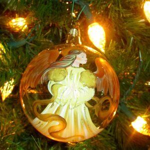 Hand Painted Glass Angel Ornament